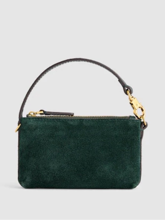 Madewell Handbags - Madewell The Clip-Strap Pouch Green Suede NWT